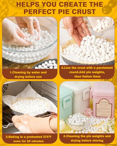 PLANTIONAL Baking Ceramic Pie Weights, Natural Stoneware For Blind Baking - color: Pink