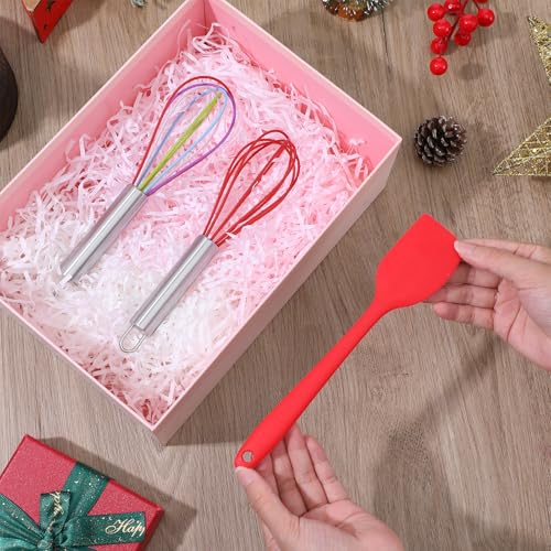 24 Pcs Small Silicone Spatula and Whisks Set Bulk for Cooking, Mini Baking Tools Non-Stick Flexible Kitchen Utensils for Mixing, Baking, Party Favor Gift Supplies (8 Inch)