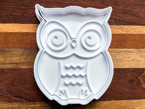 Owl Cookie Cutter Stamp Set, 3D Bird Embosser for Baking Cookies Fondant, 3.5x2.77" Durable Plastic Pastry Mold with Easy Grip Handle for DIY Desserts