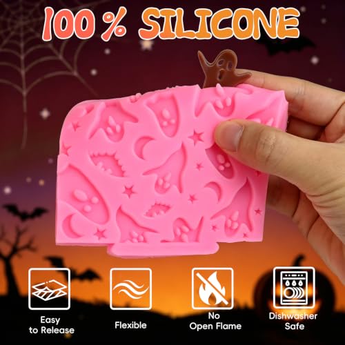 Halloween Fondant Molds, 6Pcs Skull Ghost Skeleton Hand Cake Fondant Mold - color: Halloween Fondant Mold, Pink
