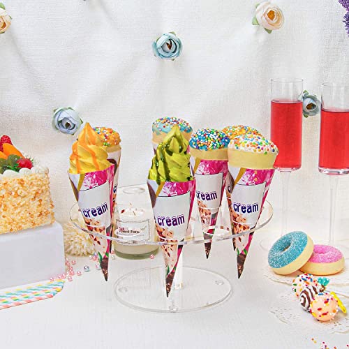2 Pack Ice Cream Cone Holder Stand with 16 Holes, Ice Cream Cone Display Stand Holder, Cupcake Stand, Clear Acrylic Cone Display Stand Weddings Baby Showers Birthday Parties Anniversaries Christmas - size: 16-Holes