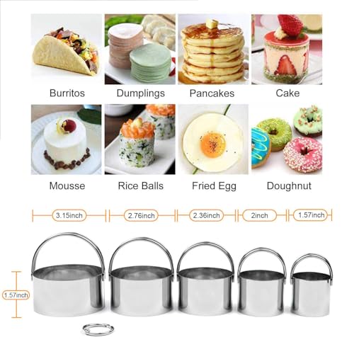 Stainless steel Cookie Cutters Set of 10, 5 sizes round and 5 sizes square Biscuit cutters with handles - size: Regular