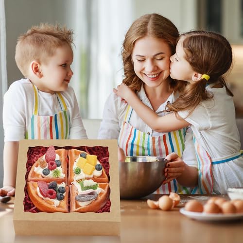 XINHPKGG 50 Pcs Pie Boxes 8x8x2 Inch Bakery Boxes with window Cookie Boxes - color: Brown