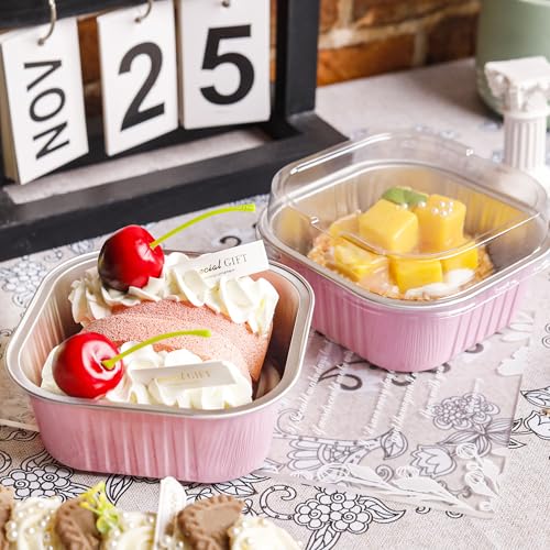 Halloween Pans with Lids, Pink 50 Pack for Parties - color: Pink, size: 10 oz