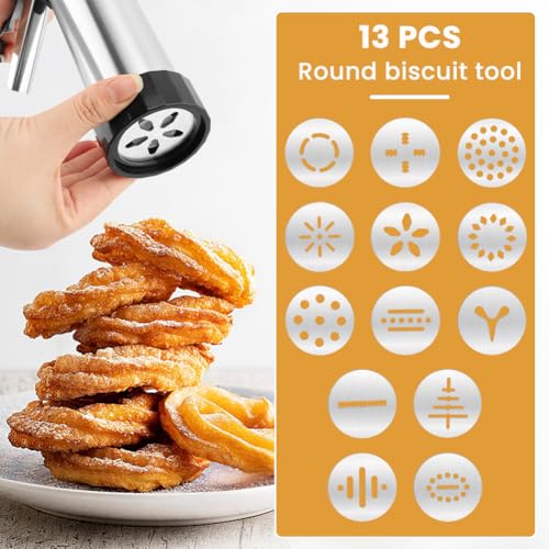 Cookie Press Gun Kit, Stainless Steel, 13 Discs, 8 Tips