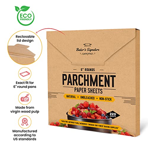 6" Parchment Paper Rounds for Baking, 220 Pcs Precut Cake Pan Liners - size: 6" Round - 220 Pack