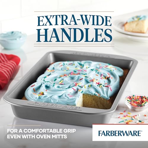 Farberware Nonstick Bakeware 9-Inch x 13-Inch Rectangular Cake Pan, Gray - color: Gray