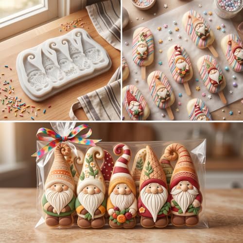 Christmas Elf Fondant Mold Gnome Silicone Mold - color: Style P