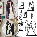 EORTA Set of 9 Fondant/Cookie Cutter Couples Silhouette Gumpaste Flowers Sugar Craft Mold Cake Decorating Tools for Husband and Wife, Wedding Birthday Valentine's Party, Bridegroom Bride Theme - size: Bridegroom and Bride