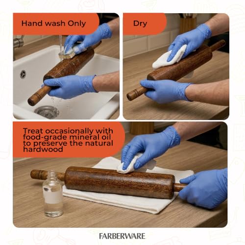Farberware Acacia Wood Dough Rolling Pin - Brown - color: Wood