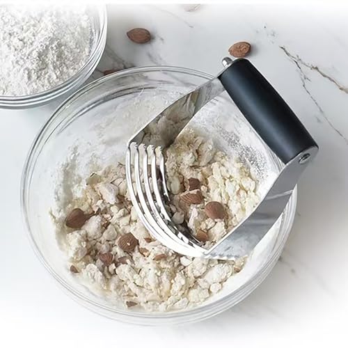 Dough Blender, Top Professional Pastry Cutter with Heavy Duty Stainless Steel Blades, Medium Size - color: Black