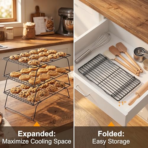 Cooling Rack for Baking, 3-Tier Stackable Wire Rack 10"x15.8" - color: Cooling rack*3