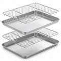 304 (18/8) Stainless Steel Flat Bottom Baking Sheet & Rack, 12.5 x 9.7 In - size: 12.5 × 9.7 in