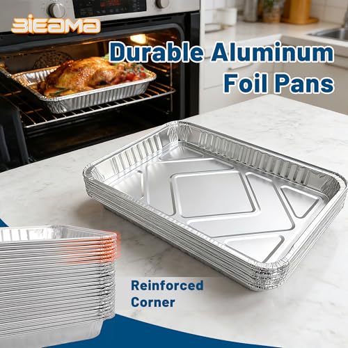 BIEAMA 100 Pack Aluminum Pans 9" x 13" Quarter Size Disposable Foil Pans - size: 13" × 9" 100PACK