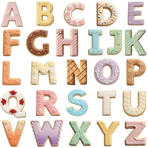 Capital Letter Alphabet Shaped Cookie Cutters Set Stainless Steel 26Pcs 3in - size: 3-Inch