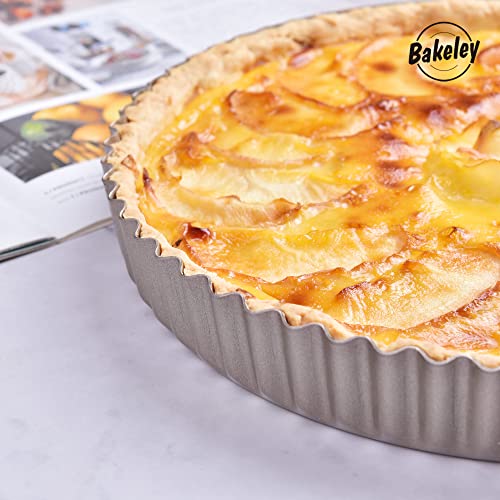 10-Inch Round Tart Pan with Loose Removable Bottom, Non-Stick Carbon Steel Quiche Pan for Oven Baking (Champagne Gold) - size: 10" Round (Champagne Gold)