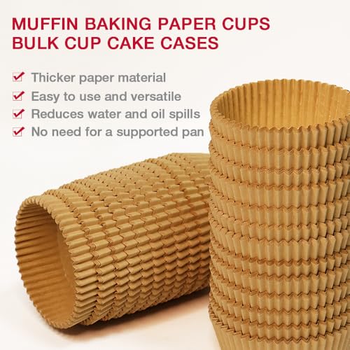 Extra Jumbo Cupcake Liners 200 Pcs, 3.54 Inch Parchment Muffin Liners for Baking, Muffin Papers Baking Cups (Brown) - color: Brown