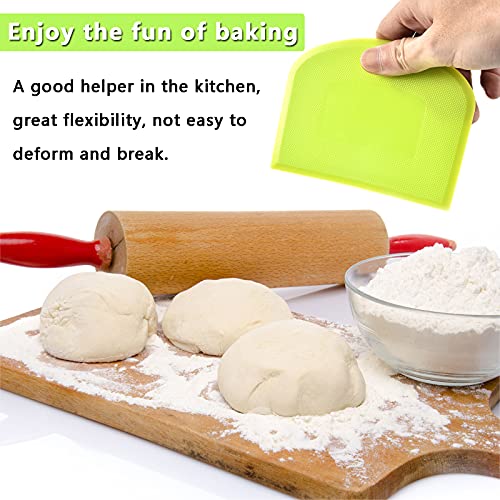 WAFJAMF 2 Pack Plastic Dough Bowl Scraper Food Grade Flexible Bench Cutter