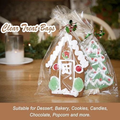 Morepack Cellophane Treat Bags 5x7 In 200 PCS Cookie Bags with Twist Ties - size: 5x7 Inch (Pack of 200)