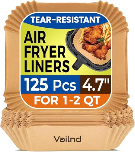 125PCS 4.7 Inch Square Air Fryer Liners Disposable for 1-2 QT - size: 4.7"Square