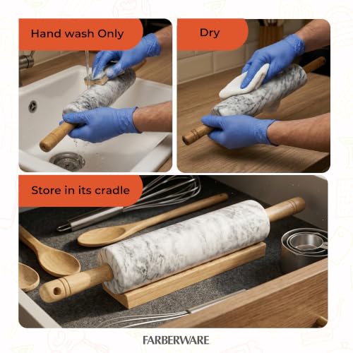 Farberware Dough Rolling Pin with Wooden Stand - Marble - color: Marble