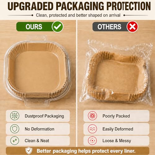 10 Inch Air Fryer Liners Disposable, 100 PCS Square Parchment Paper Liners - size: 10in