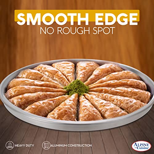 Alpine Cuisine Aluminum Round Baklava Tray 16-inch - Bakeware Pizza Cooking Pan for Oven - Durable Round Pizza Tray For Pie Cookie - Healthy & Heavy Duty, Rust Free & Dishwasher Safe - size: 16" Round