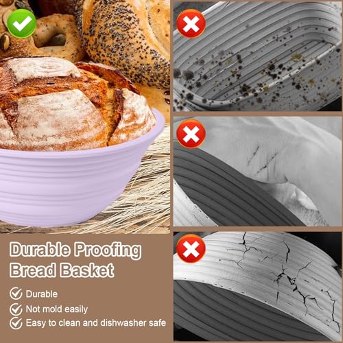 4Pcs Mini Silicone Banneton Bread Proofing Baskets, 5" Sourdough Banneton Proofing Baskets, Non-Stick Round Dough Proofing Bowl Containers Oven Safe for Various Tastes Bread Making-BPA Free - size: 5" Round