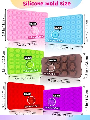 117Pcs Gummy Candy Molds Kit with Wrappers, Recipe Card,Droppers Brushe - color: Candy set - 117 pcs