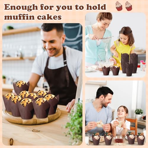 600 Pcs Tulip Cupcake Liners, Solid, Brown - color: Brown