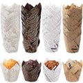 200 Pcs Newspaper Tulip Cupcake Liners for Baking, Newspaper and Stripe - color: Mix Color 2