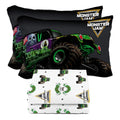 Sunny Side Up Monster Jam Grave Digger Full Sheet Set - 4 Piece Kids Bedding Set Includes Pillow Cover - Super Soft Microfiber Sheets - color: White - Monster Jam, size: 4 Piece Full