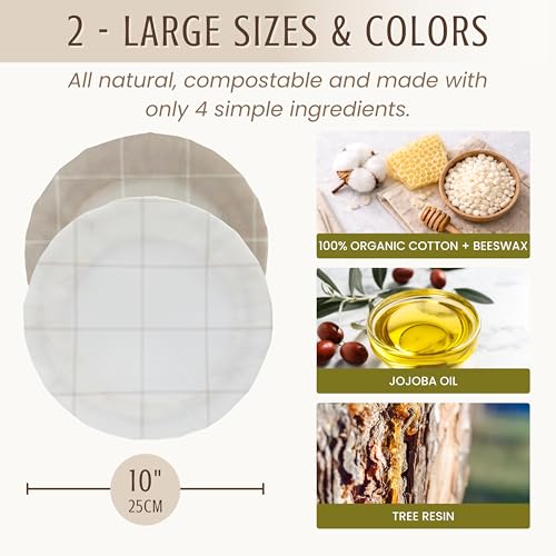 Nectar & Nest Reusable Bowl Covers for Bread Proofing, Sourdough Cover, 10" - color: White & Wheat Twill, size: Large