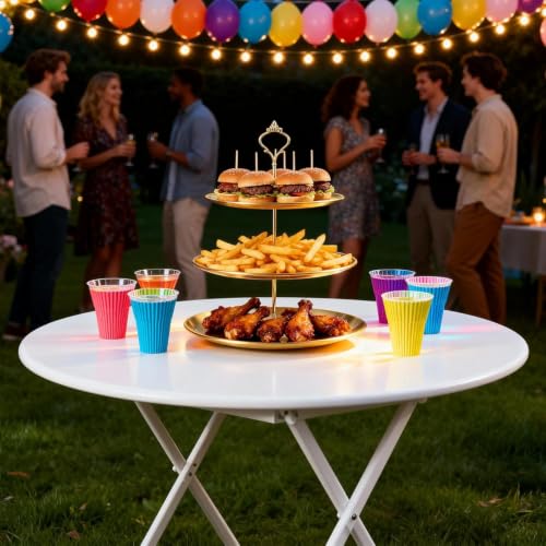 3 Tier Stainless Steel Cupcake Tower Dessert Stand 2 Pcs