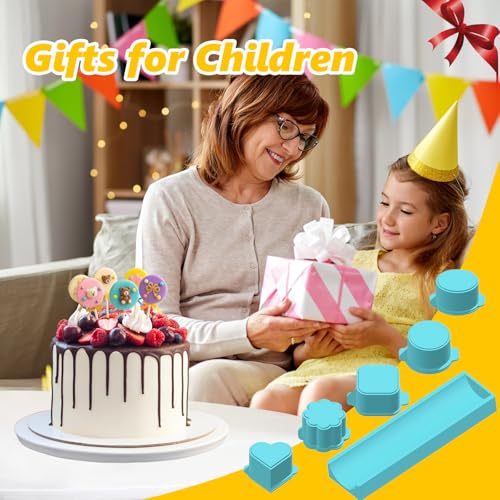 Joyzan Cake Pop Mold Set, 6PCS Heart Square Cloud Oval Baking Cutter Pusher
