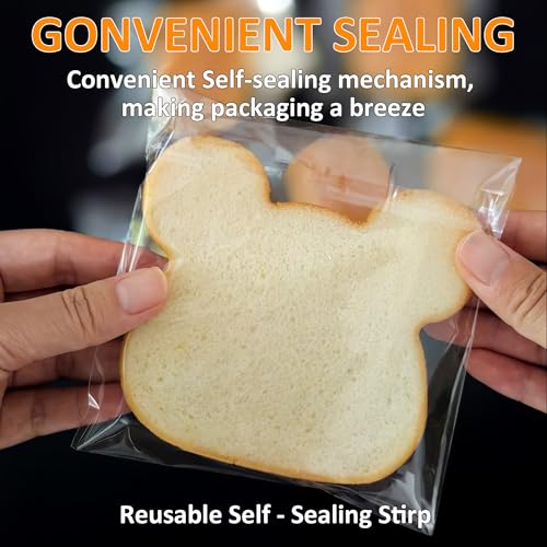 Soarvita Self Sealing Cookie Bags, 100Pcs 5x5 Inches Clear Resealable Gift Wrap Cellophane Bags for Packaging Candy Treat Goodie Favors and Cookies Gift Giving - Self Adhesive Wrappers - color: 5x5 Inch -100pcs