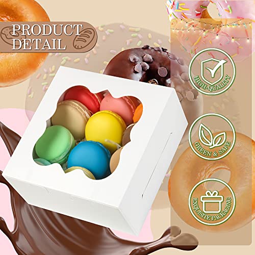 KPOSIYA 65PCS Bakery Boxes with Window 6x6x3 Inches 5 Style Cookie Boxes Small Pastry Boxes for Candy, Dessert, Pastry, Donuts, Birthday Party, Wedding(White) - color: White