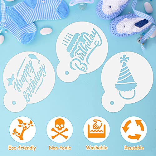 Tenare 20 Pcs Birthday Cookie Stencil for Baking Decoration