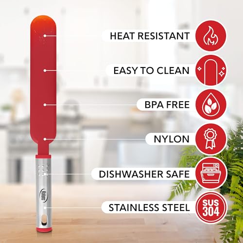 Silicone Spatula Set, 17 Piece Baking Utensils, Nylon and Stainless Steel, Non Stick and Heat Resistant Bakeware set New Baker's Gadget Tools Collection - color: Red