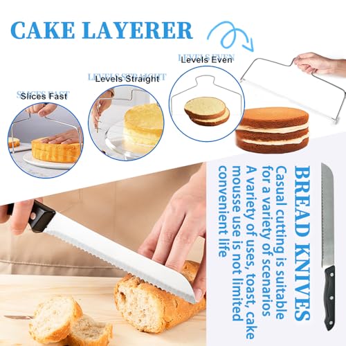 79PCS Cake Decorating Kit with Revolving Cake stand Turntable for Beginner - size: 79PCS Cake Decor Kit