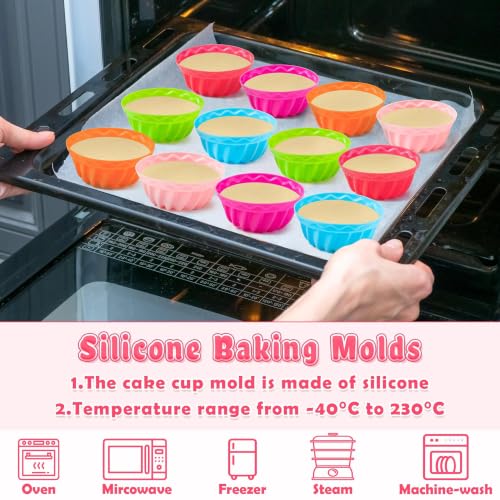 R HORSE 42Pcs Silicone Baking Molds Pumpkin Shapes Baking Cups Non-Stick Donut Wrapper Mold Muffin Liners Washable Reusable Wrappers Holders for Pan Oven Microwave Dishwasher - color: Pumpkin