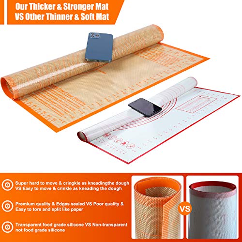 Silicone Pastry Mat 34X26 inch Baking Mat Large Dough Mat with Measurements - color: Orange, size: 26"L x 34"W