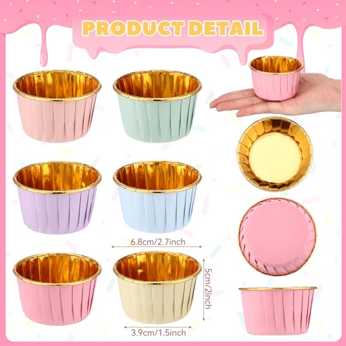 Geiserailie 100 Pcs Pastel Cupcake Liners Pastel Cupcake Foil Wrappers - color: Pastel Color, style: Classic