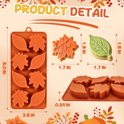 2pcs Maple Leaf Molds Autumn Chocolate Mold Fall Leaves Candy Silicone Mold - color: Maple leaf