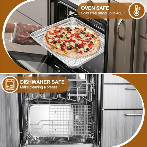 E-far Baking Sheet with Wire Rack Set, 16" x 12" (1 Pan +1 Cooling Rack) - size: 16"x12"