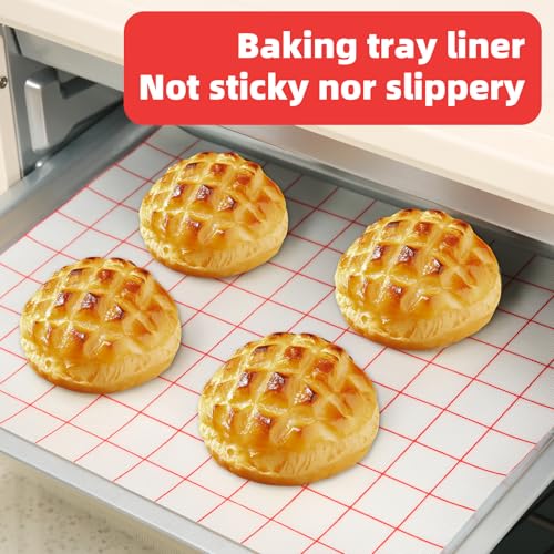 Silicone Baking Mat Roll 16IN*5FT Free Cutting, Non-Slip Pastry Mat, Non-Stick Reusable Air Fryer Liner, Oven Liners, Counter Mat, Freeze Dryer Mat, Easily Cut to Size Fit All Ovens Pans Tins Dishes - color: White Red Line, size: 60"L x 16"W