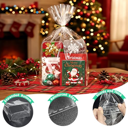 rebucas Cellophane Bags Flat Bottom Cookie Bags Cellophane Treat Bag with Twist Ties for Candy, Cookies, Popcorn, Gift Wrapping, 50 Pack 9x12 Inches, Clear - size: 9x12 inch (Pack of 50)