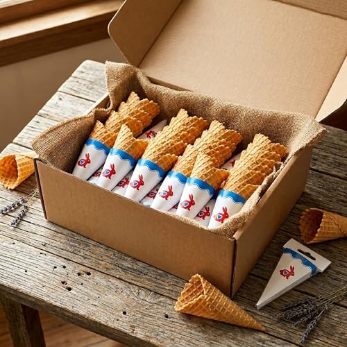 Large Waffle Cones For Ice Cream, Sugar Cone Style, Crisp Texture, Premium Waffle Cones, Dessert Cups (Pack Of 196)