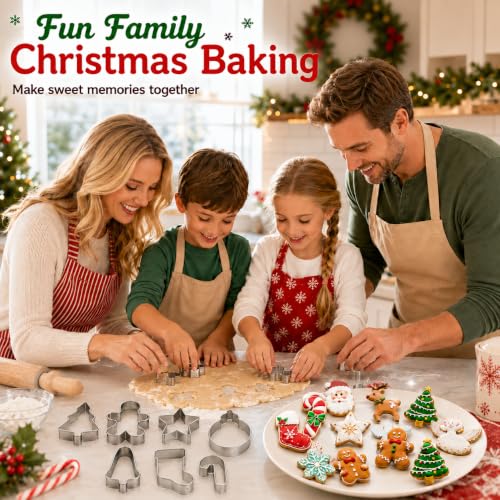 Mini Christmas Cookie Cutters, Metal Holiday Shapes, 15-Piece Set - style: mini christmas cookie cutter set