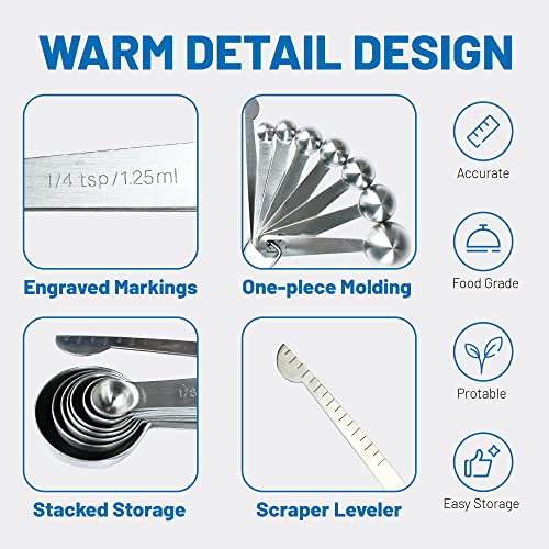 Measuring Spoons, 8-Piece Heavy Duty Stainless Steel Measuring Spoons Set - size: 8PCS